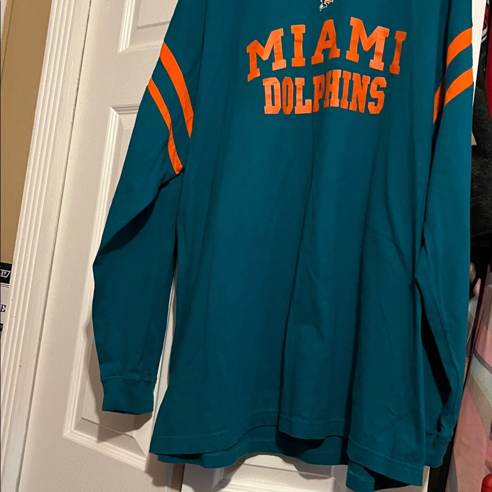 NFL Miami Dolphins Teal and Orange Long Sleeve Shirt